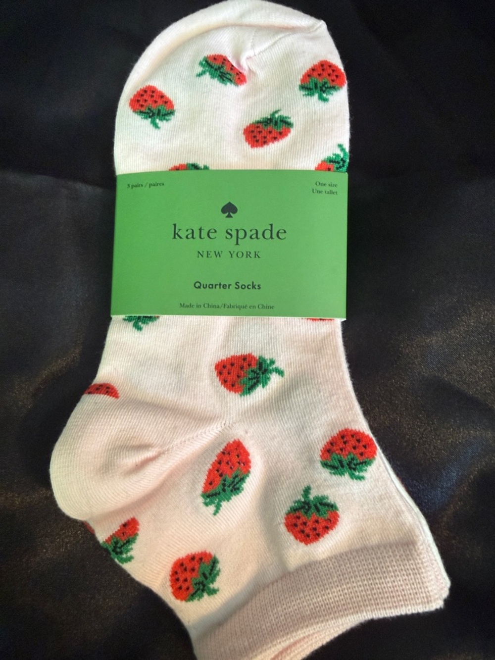 kate spade Pink Strawberry Print Quarter Socks